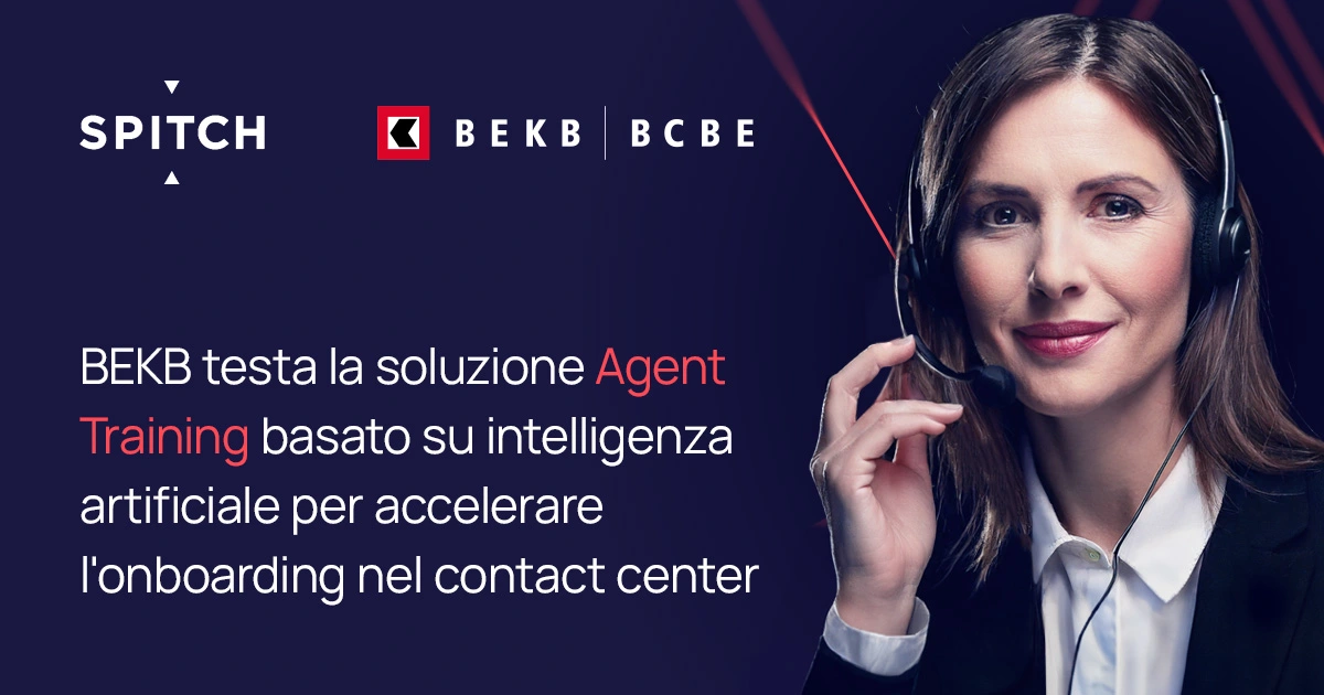 BEKB testa la soluzione Agent Training basato su intelligenza artificiale per accelerare l'onboarding nel contact center